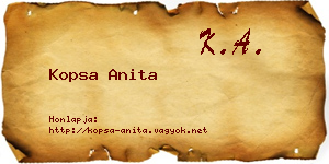 Kopsa Anita névjegykártya