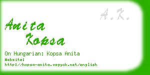 anita kopsa business card